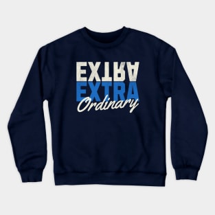 ExtraOrdinary - Cream and Blue Text Crewneck Sweatshirt